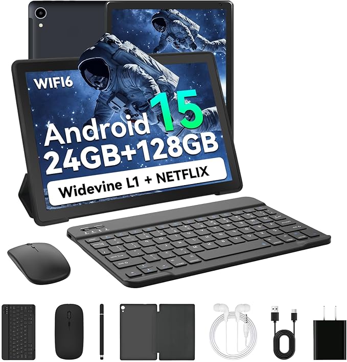 2025 Latest Upgraded Android 15 Tablet 10 Inch, 24GB+128GB+1TB Expand, WiFi 6 by HiGrace