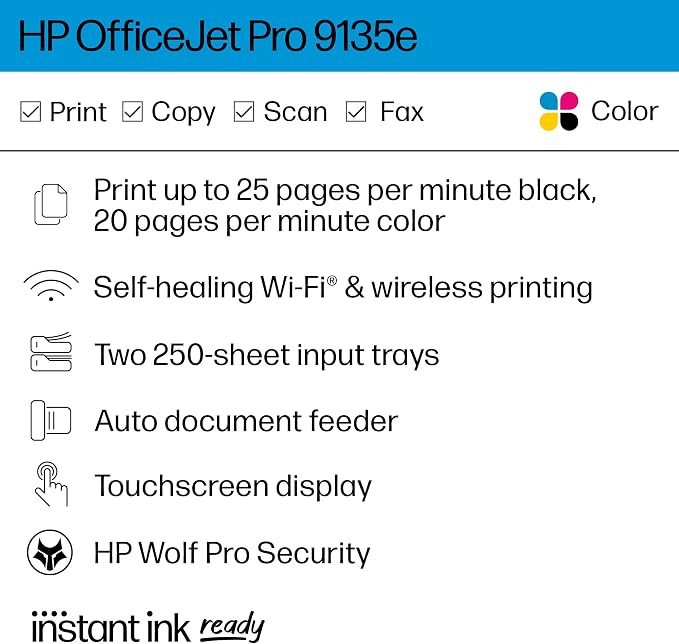 HP OfficeJet Pro 9135e All-in-One Printer, Printer-for-Small Medium Business - Image 2