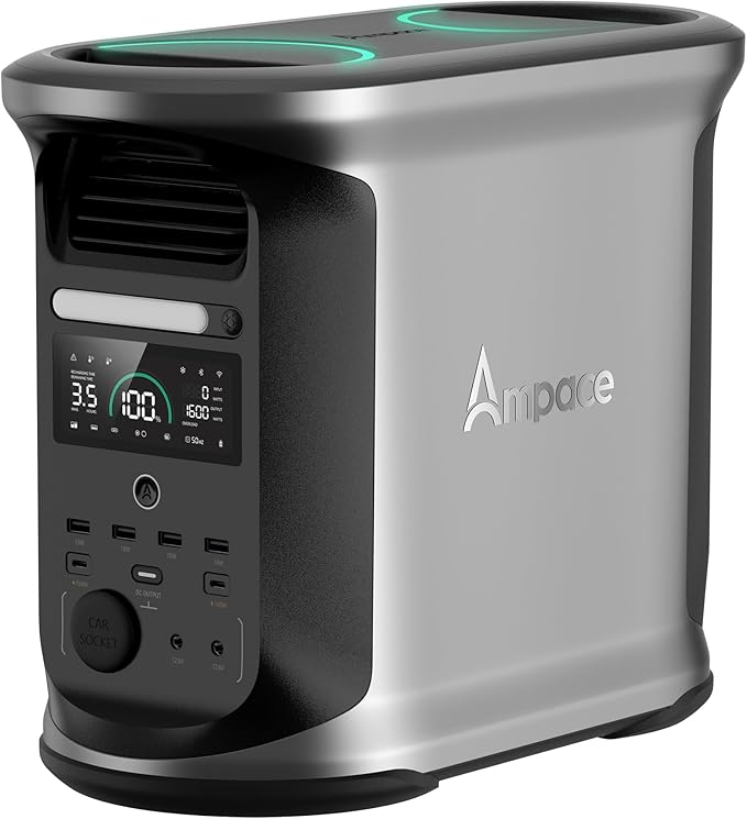 Portable Power Station Andes 1500, Full Charge in 55 Min, 1462Wh LiFePO4 Battery by Ampace