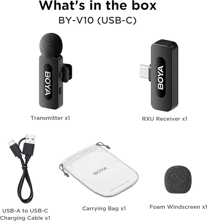 BOYA BY-V10 USB-C Wireless Lavalier Microphone - Image 8