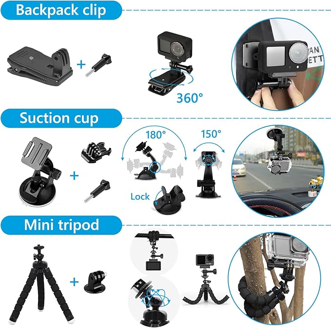 Accessories Kit for DJI Osmo Action 5 Pro/4/3 Black, SGIP Waterproof Protective - Image 5