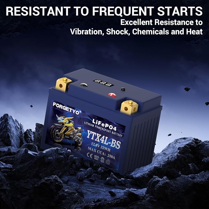 YTX4L-BS Lithium Motorcycle Battery, ATV Battery 12V 2.5AH 250CCA Compatible - Image 6