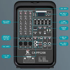 All-in-One 2-Way PA Speaker System DJ Mixer Bundle, 300W 8-Channel Mixer - Image 5