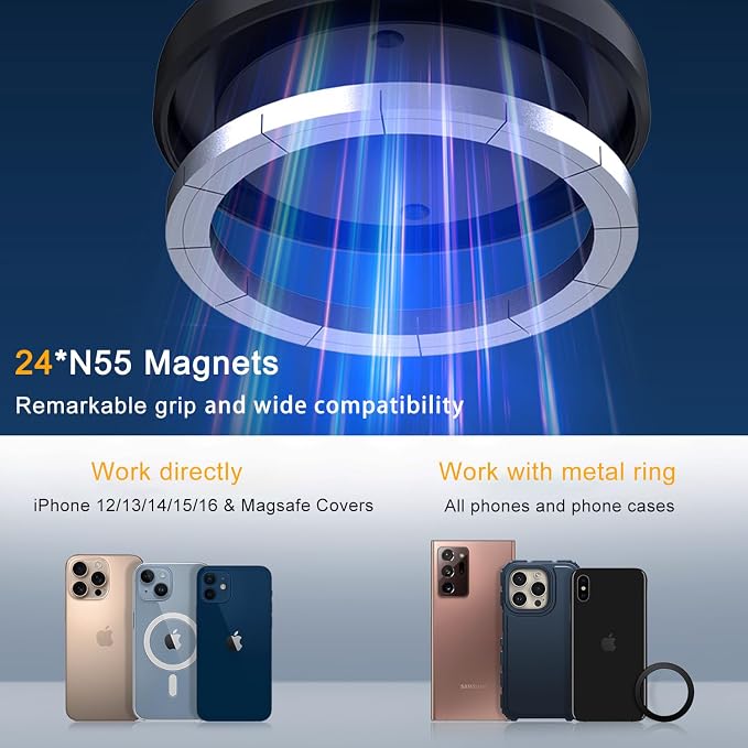 15W Wireless for MagSafe Car Mount Charger, 360° Adjustable Vacuum Magnetic - Image 5