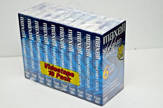 Maxell 10pk VHS Cassette Standard Grade T-120, 6 Hour by Maxell