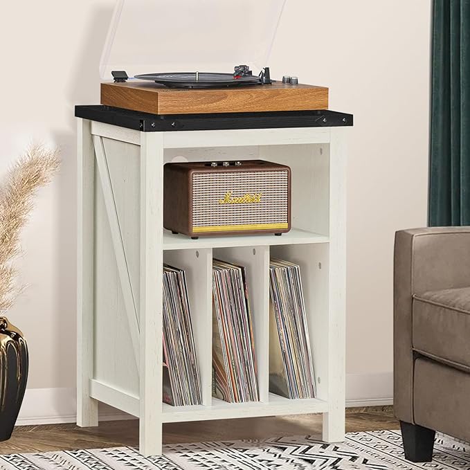 Record Player Stand with Vinyl Record Storage, Large Wood Turntable Stand - Image 7