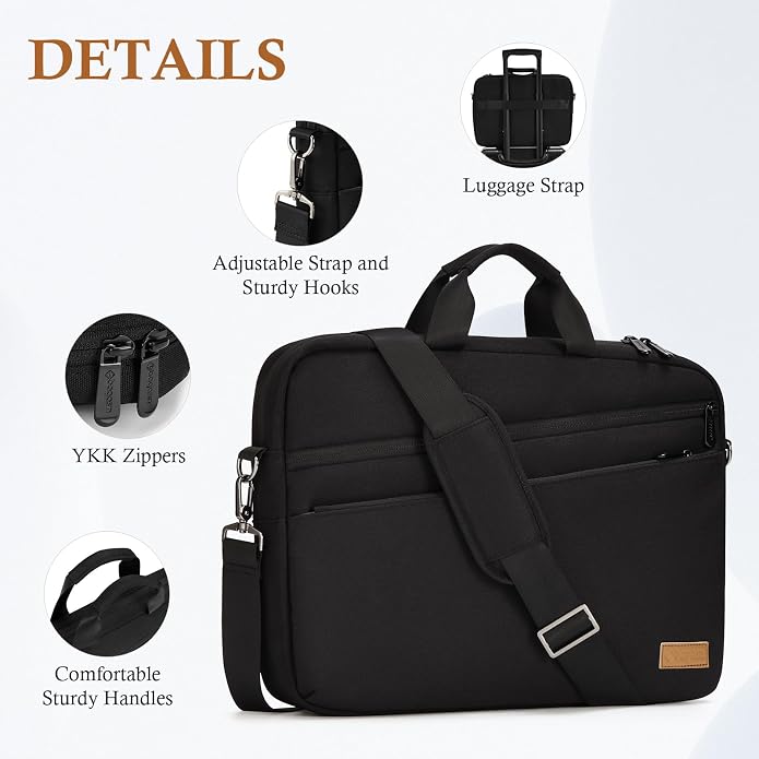 15 15.6 16 17 17.3 inch Laptop Computer PC Shoulder Bag Carrying Case, - Image 5