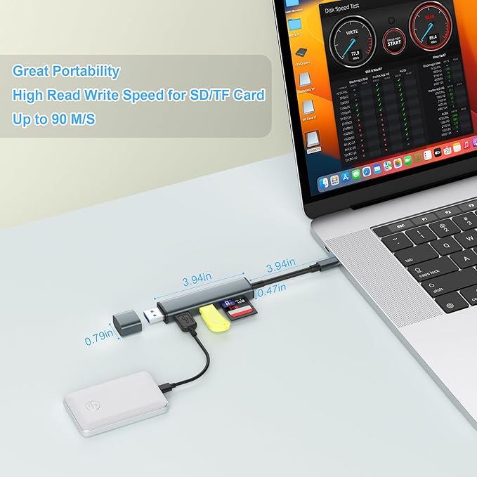 USB 3.0 SD Card Reader with Dual USB Ports, USB C SD Card Reader - Image 6