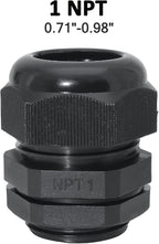 1" NPT Nylon Cable Glands, IP68 Waterproof Adjustable Cord Grip Cable Connector - Image 2