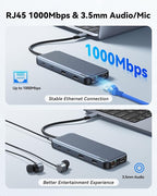 USB C Docking Station 3 HDMI, Docking Station 3 Monitors, 12 in 1 Docking - Image 8