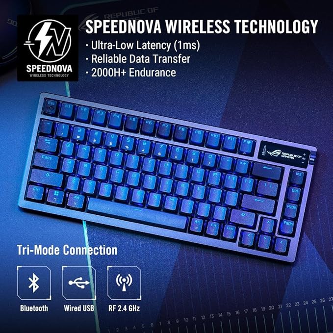 ASUS ROG Azoth 75 Wireless DIY Custom Gaming Keyboard, OLED Display, - Image 2