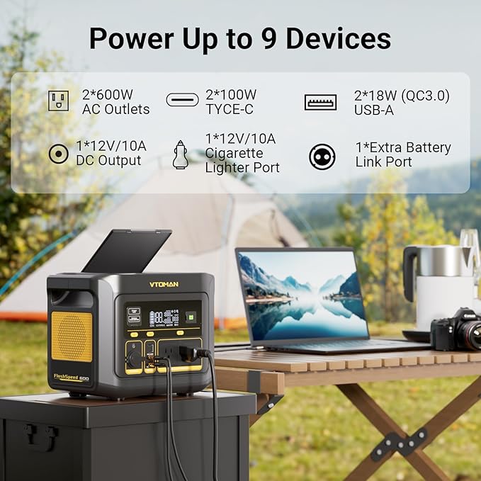 VTOMAN FlashSpeed 600 Portable Power Station 600W - 499Wh Solar Generator - Image 4