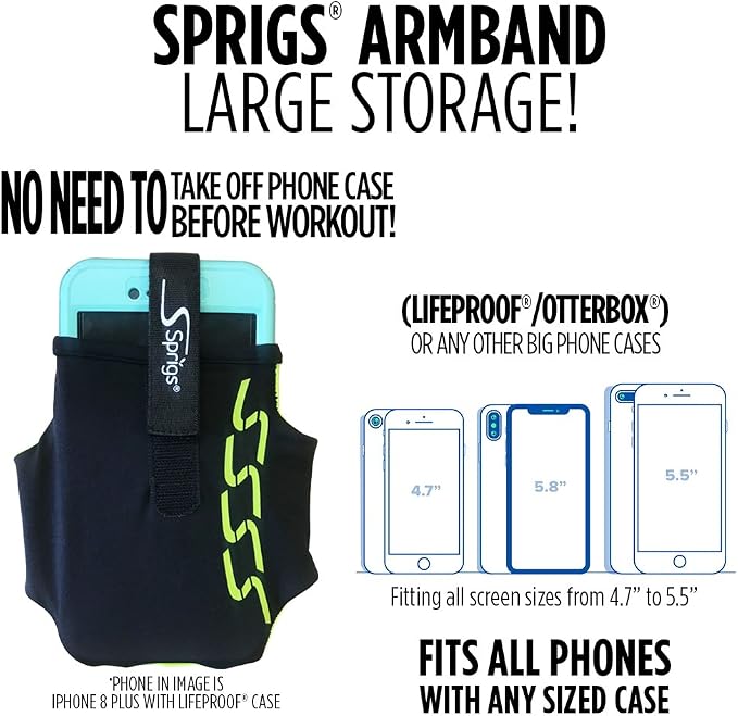 Sprigs Phone Armband Sleeve for iPhone 14, X Galaxy Z, S20 Google Pixel 7 - Image 5