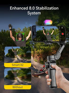 Gimbal Stabilizer for iPhone, Phone Gimbal w/RGB Magnetic Fill Light, Foldable - Image 3