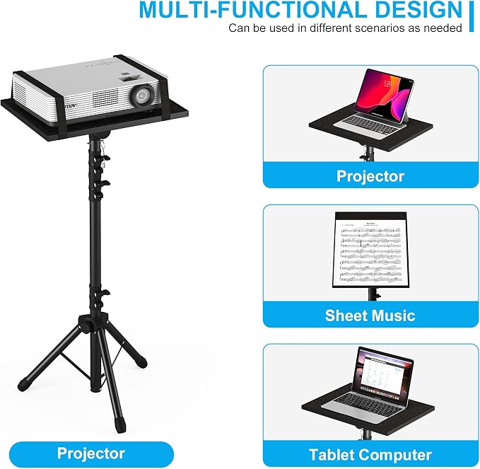 Projector Stand Tripod, Laptop Tripod Stand Adjustable Height from 23.5 to 63.5 - Image 3