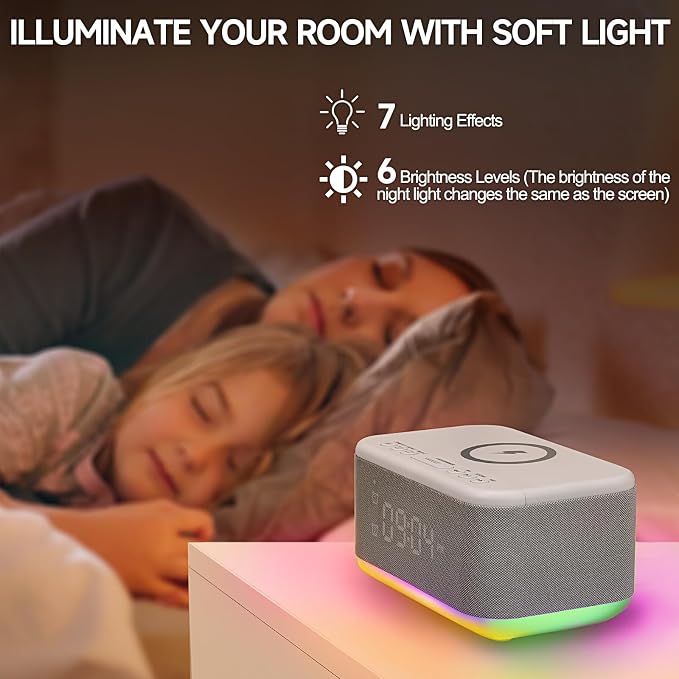 Alarm Clock Speaker Wireless Charger, Digital Alarm Clocks Bedrooms Bluetooth - Image 7