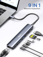 Dockteck 9-in-1 USB-C Hub: HDMI 4K@60Hz, 100W PD, 2x USB-A 5 Gbps, SD/TF Card - Image 2