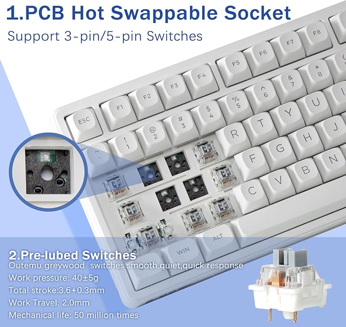 HUO JI E-Yooso Creamy Mechanical Keyboard Wired, Hot Swappable, Pre-lubed - Image 3