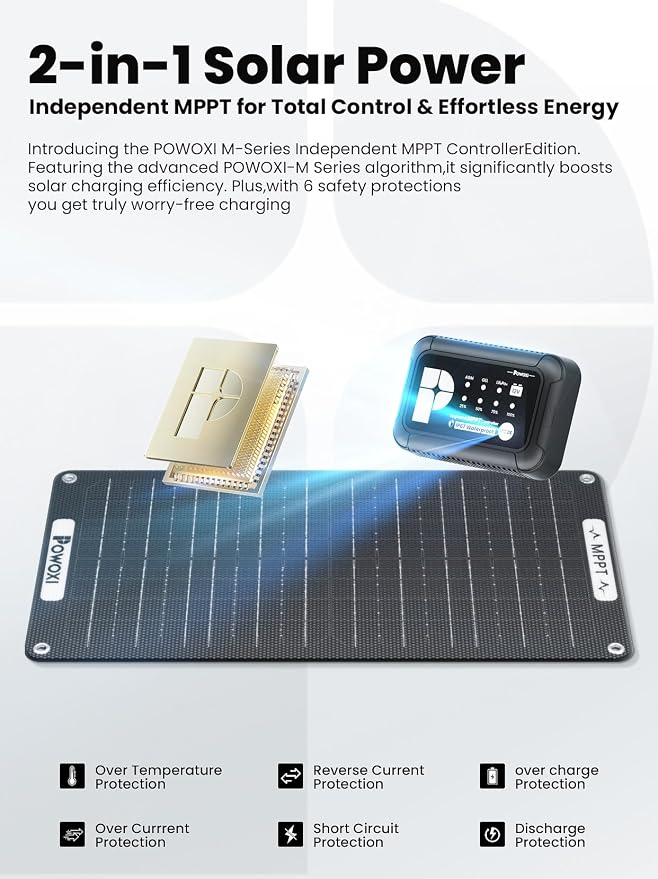 POWOXI 15W Solar Battery Charger: 12V Solar Car Battery Trickle Maintainer - Image 4