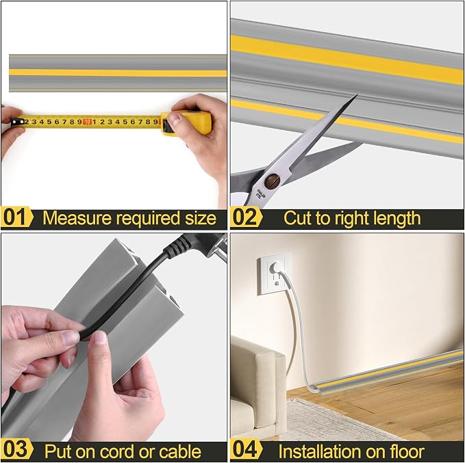 MYFAMIREA 6.5FT Floor Cord Cover Heavy Duty Cable Cover Protector 3 Channels - Image 5