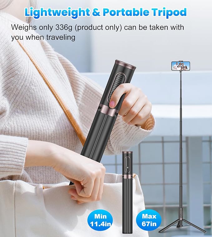 TONEOF 67" Cell Phone Selfie Stick Tripod, Smartphone Stand All-in-1 - Image 7