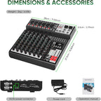 Audio Mixer 8 Channel Sound Mixer Console, Professional Music Mixing Board DJ - Image 9