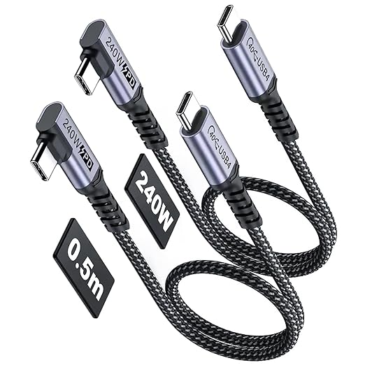 Short USB 4 Cable Right Angle, 240W Fast Charging - Image 3