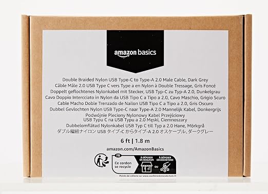 Amazon Basics USB-C to USB-A 2.0 Fast Charger Cable, Nylon Braided Cord - Image 8
