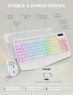 Wireless Keyboard and Mouse Backlits, Wrist Rest, LED Mouse, Rechargeable - Image 8