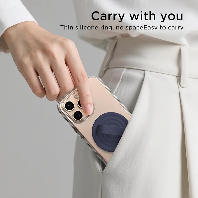 Magnetic Phone Ring Grip Holder, Silicone Finger Loop Grip, Compatible - Image 9