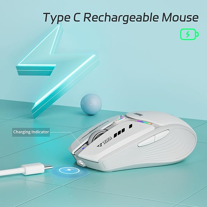 Uciefy V19 Wireless Mouse, 2.4GHz Rechargeable Mouse LED - Image 3