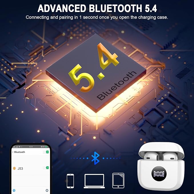 Wireless Earbuds, 40H Playback Mini Case IP7 Waterproof Sports Earphones - Image 3