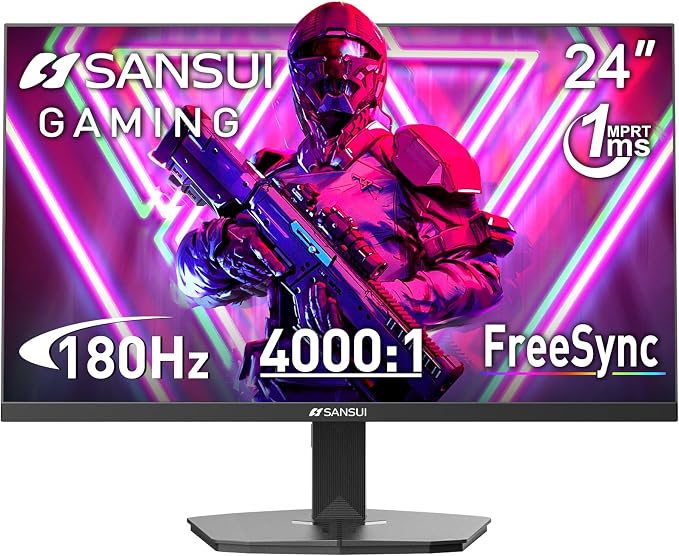 SANSUI 24 Inch Gaming Monitor 180Hz 1Ms FreeSync HDR 110% sRGB FHD 1080P by SANSUI