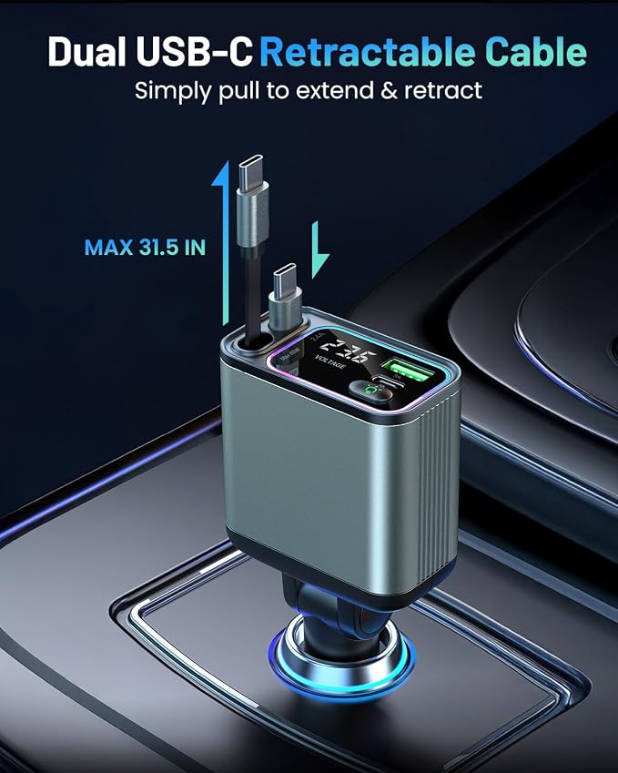 4 in 1 Retractable Car Charger - Image 2