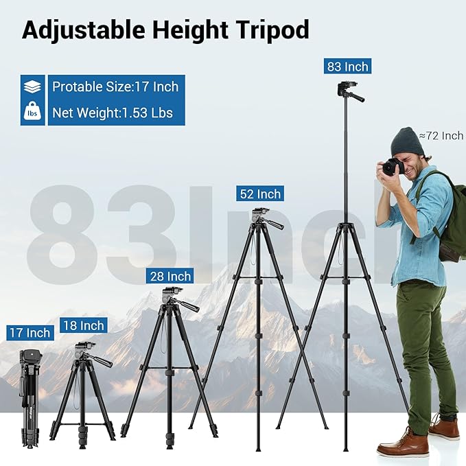 Phone Tripod, 64” Cell Phone Tripod - Image 4