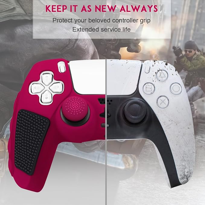 SIKEMAY Anti-Slip PS5 Controller Skin, Soft Thicken Non-Slip Studded Silicone - Image 4