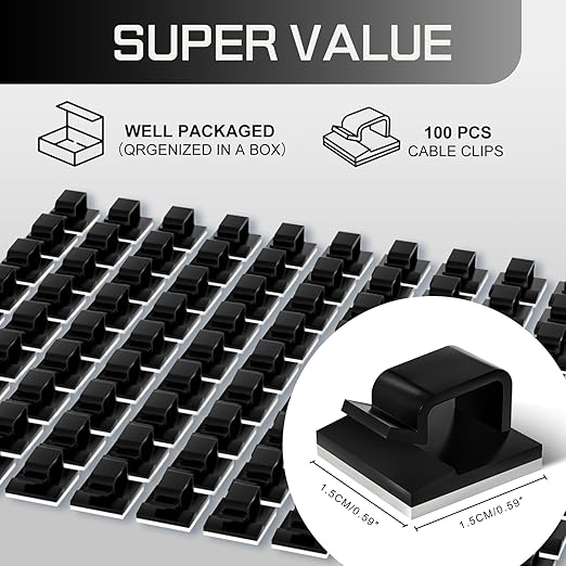 100PCS Cable Clips, Adhesive Wire Clips Strong Cord Clips Wire Holders - Image 2