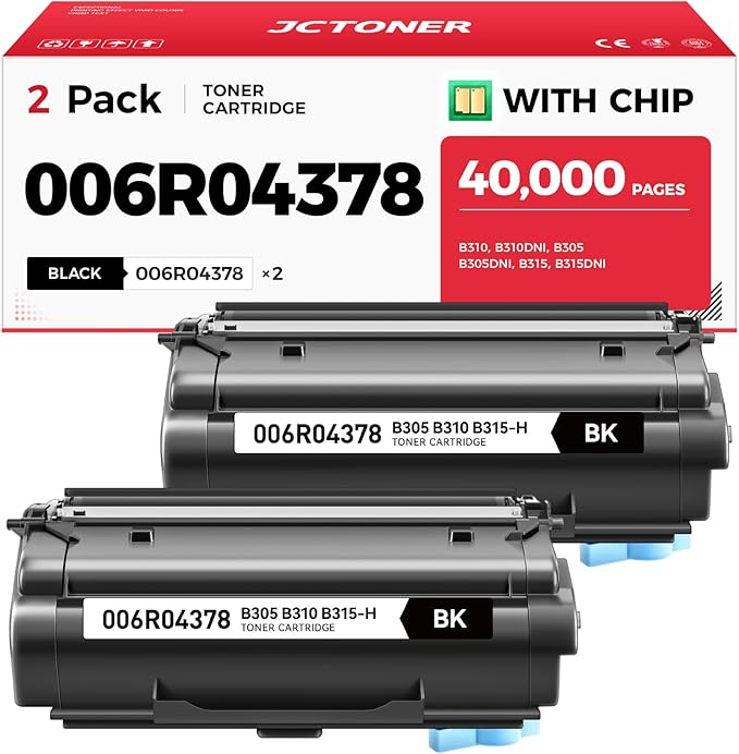 B310 B315 Extra High-Capacity Toner Cartridge 006R04378 Black 2-Pack by JCTONER