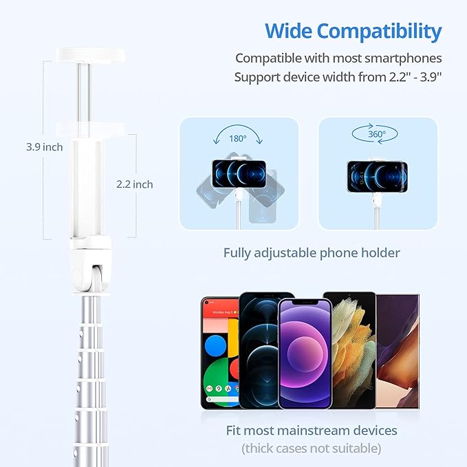 ATUMTEK 60" Selfie Stick Tripod, All in One Extendable Phone Tripod Stand - Image 7