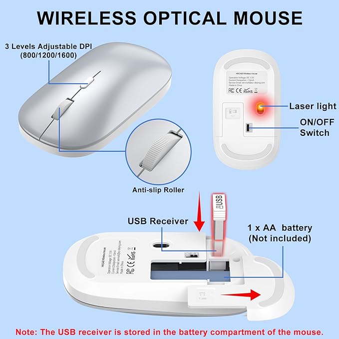 Wireless Keyboard and Mouse Combo, Ultra Slim Design Full Size Keyboard and 3 - Image 5