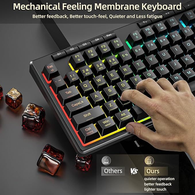 Redragon K517 Pro Wireless Gaming Keyboard, RGB Backlit, Tri-Mode - Image 2