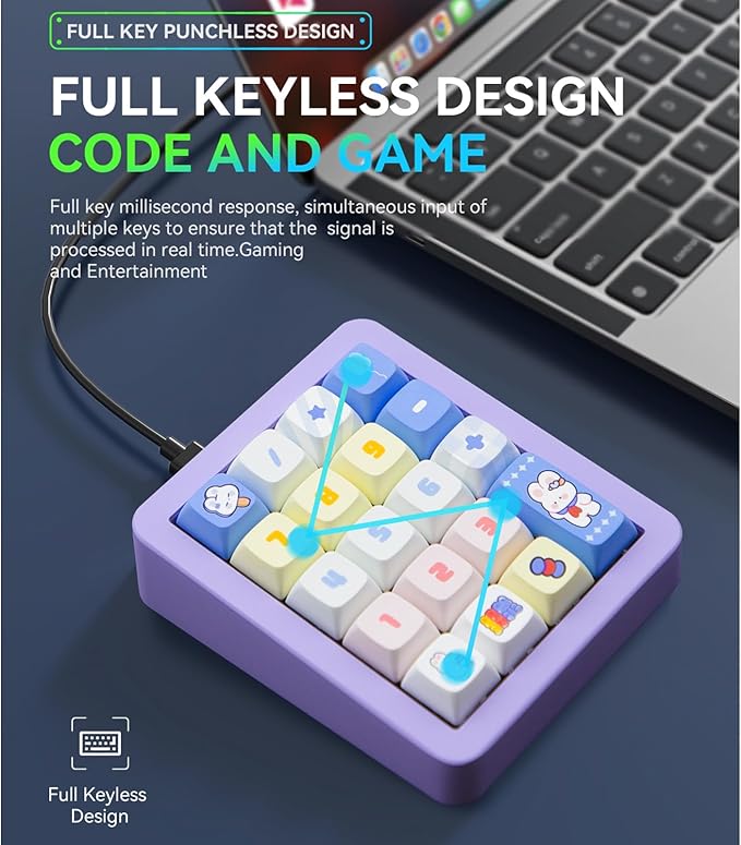 Adventurers K812 Wired Mechanical Numeric Keypad, 19-Key Hot-Swappable RGB - Image 7