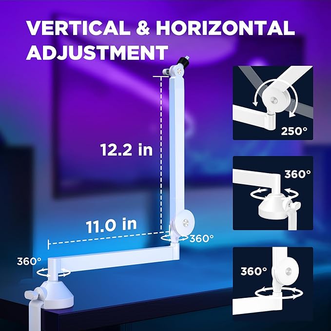InnoGear Low Profile Mic Arm, 360° Rotatable Microphone Boom Arm Mic Stand - Image 3