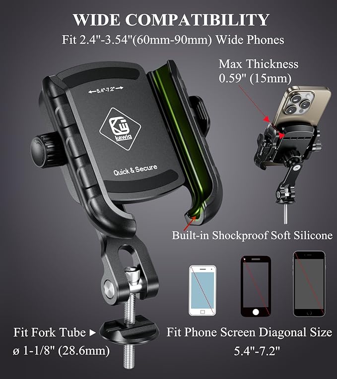 BRCOVAN Bike Fork Stem Phone Mount Holder Adjustable Bicycle Headset Top Cap - Image 6