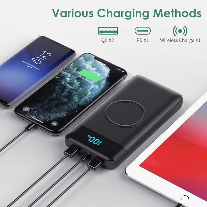 Wireless Portable Charger 30800mAh, 15W Wireless Charging USB C Power Bank - Image 5