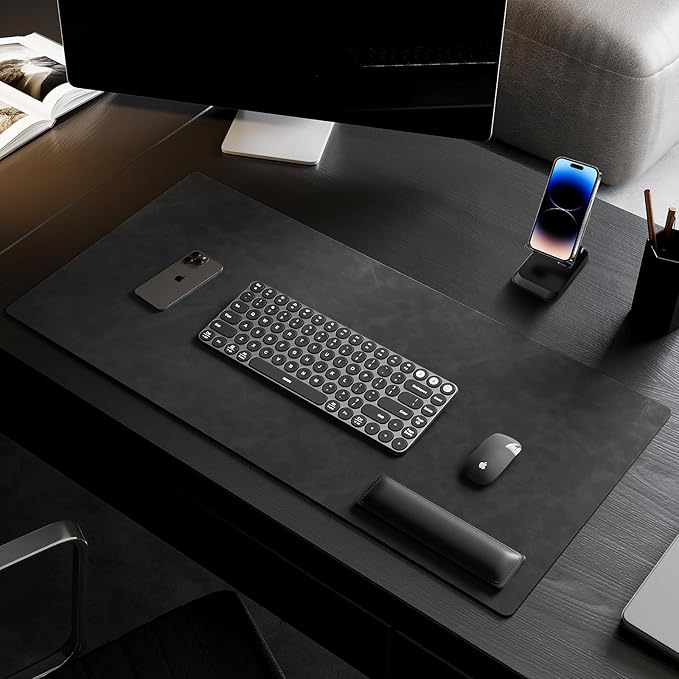 Leather desk pad for computer and laptops, Large mouse pad and keyboard mat - Image 3