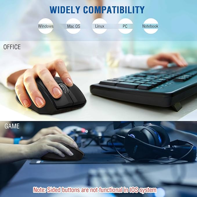 E-YOOSO Wireless Mouse for Laptop, Portable Optical Computer Mouse, 6 Buttons - Image 7
