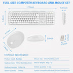 Wireless Keyboard Mouse Combo, 104 Keys Cute White Keyboard - Image 9