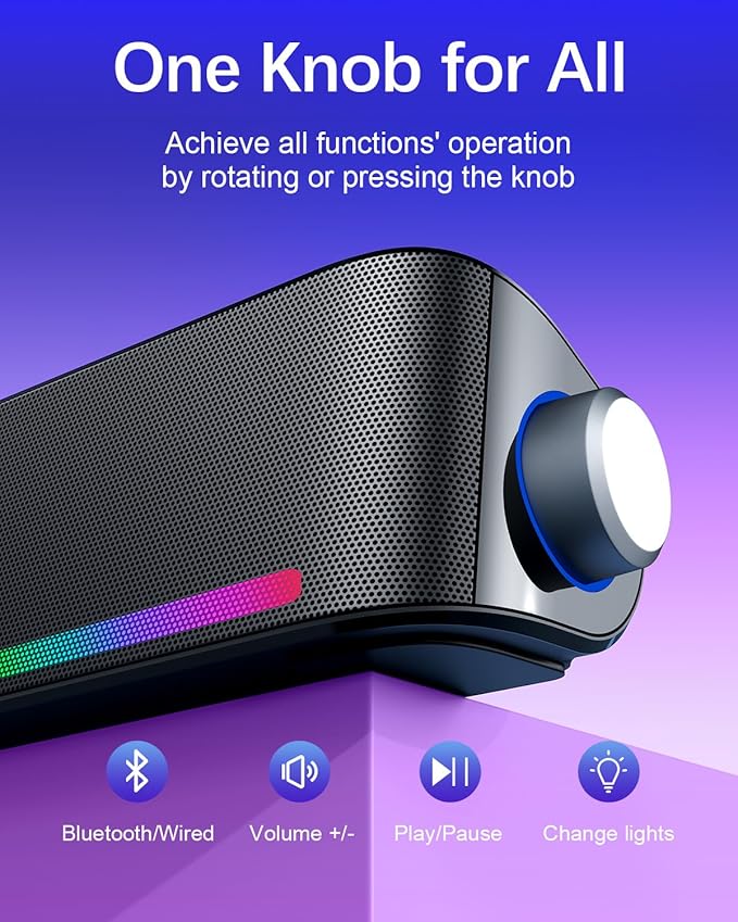 Computer Speakers, Hi-Fi Sound Quality Computer Sound Bar, USB Powered Speakers - Image 5