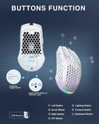 SM600 White Wireless Gaming Mouse, 8000 DPI Tri-Modes BT5.1/Type-C Wired/2.4G - Image 7